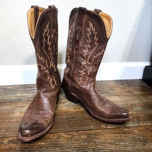 Old west cowboy boot size 7 western snip toe boots brown